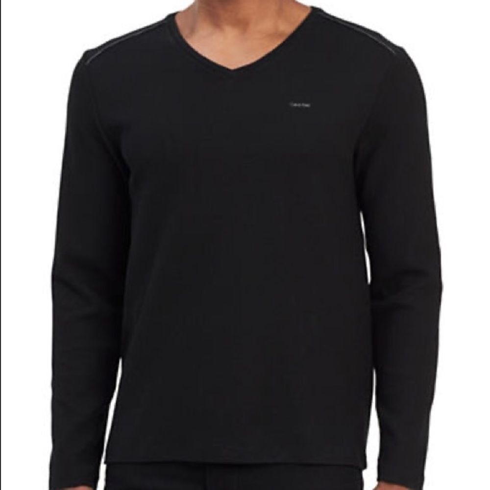 Calvin Klein V-neck Sweater-BLACK-Medium
